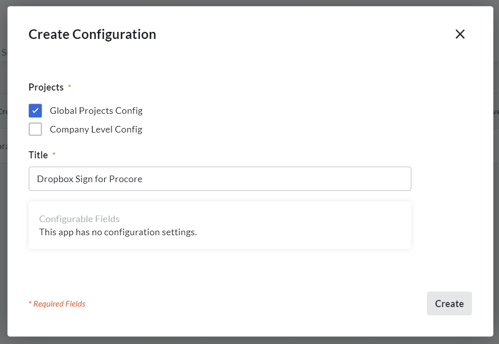 Create configuration window
