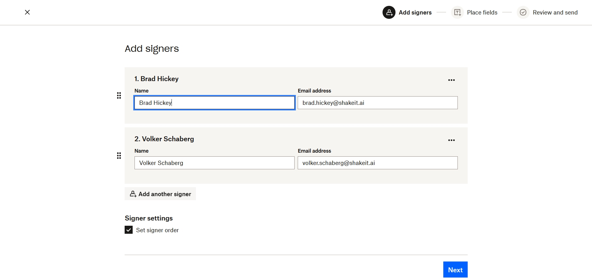 Add signers on embedded tool