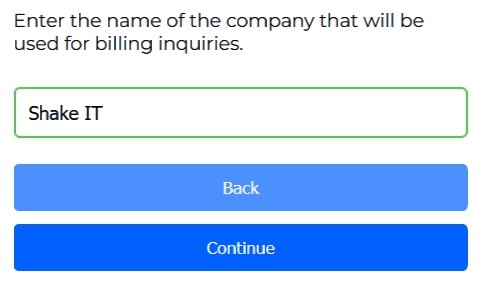 Enter billing company name